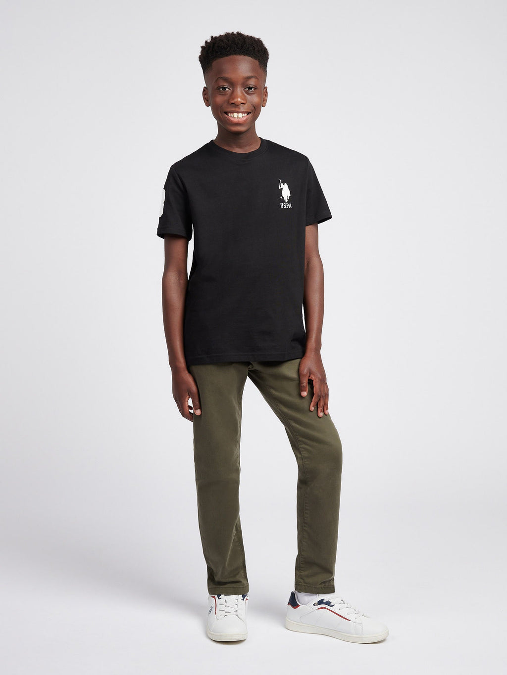 Boys Player 3 T-Shirt in Black Bright White DHM