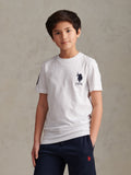 Boys Player 3 T-Shirt in White / Dark Sapphire Navy DHM