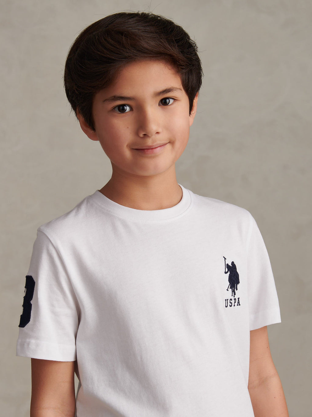Boys Player 3 T-Shirt in White / Dark Sapphire Navy DHM