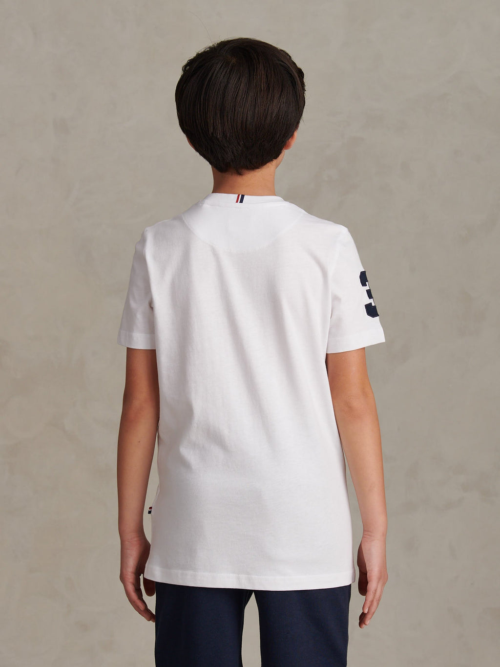 Boys Player 3 T-Shirt in White / Dark Sapphire Navy DHM