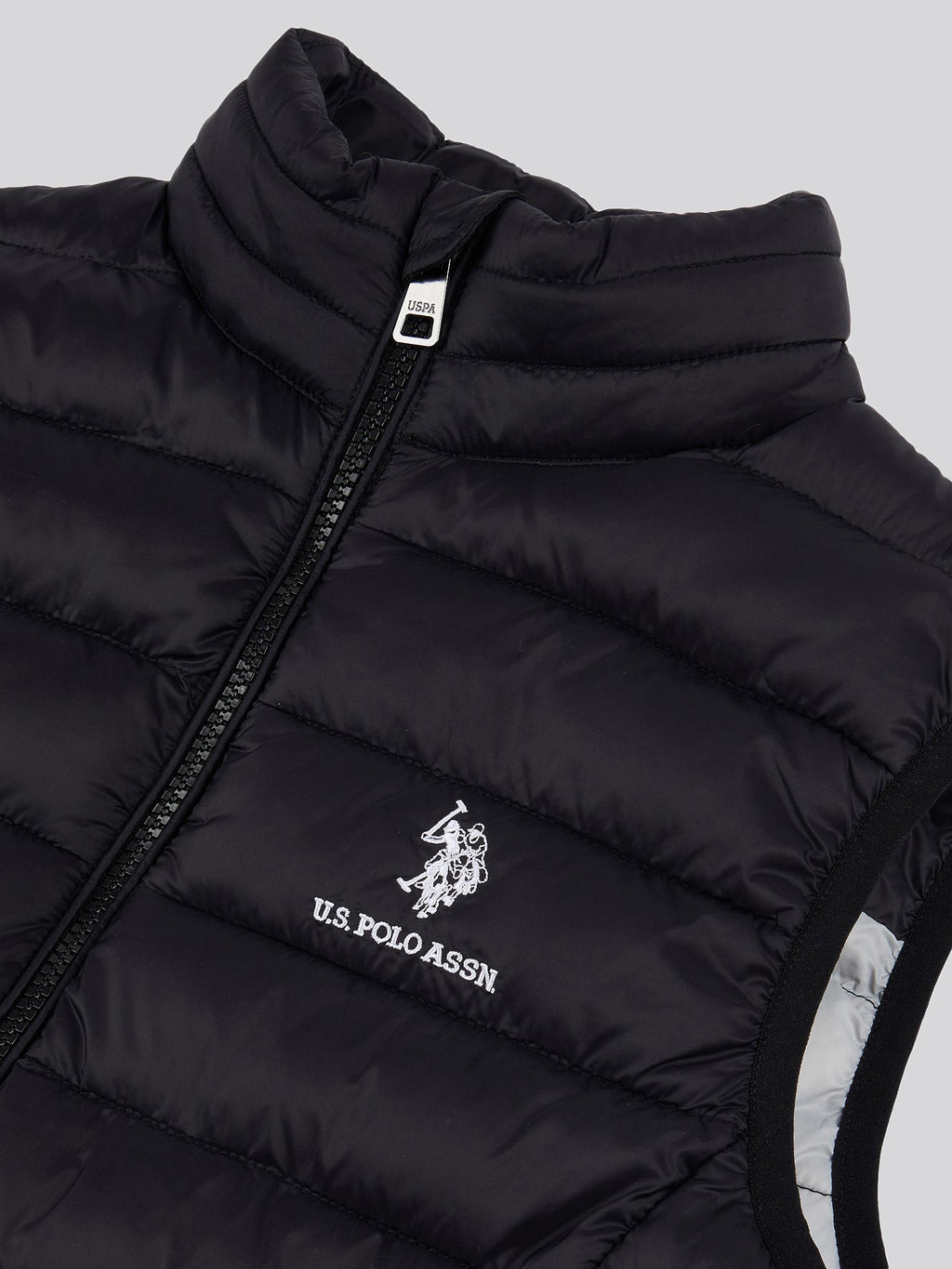 Boys Bound Quilted Gilet in Black Bright White DHM