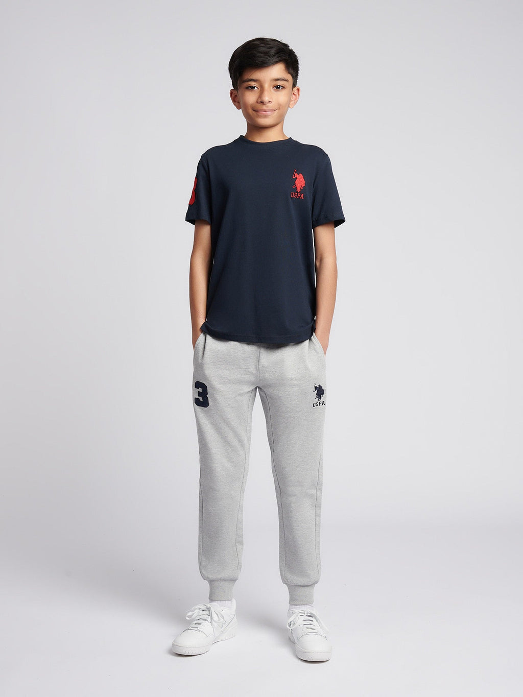 Boys Player 3 Jogger in Mid Grey Marl