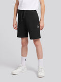 Boys Double Horsemen Sweat Short in Black Bright White DHM