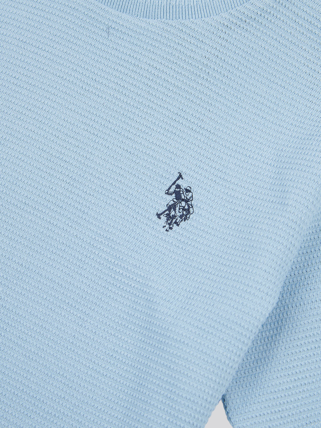 Boys Texture Double Horsemen T-Shirt in Chambray Blue