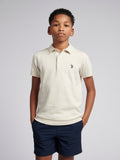 Boys Combed Cotton Polo Shirt in Birch Marl