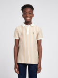 Boys Vertical Stripe Polo Shirt Doeskin