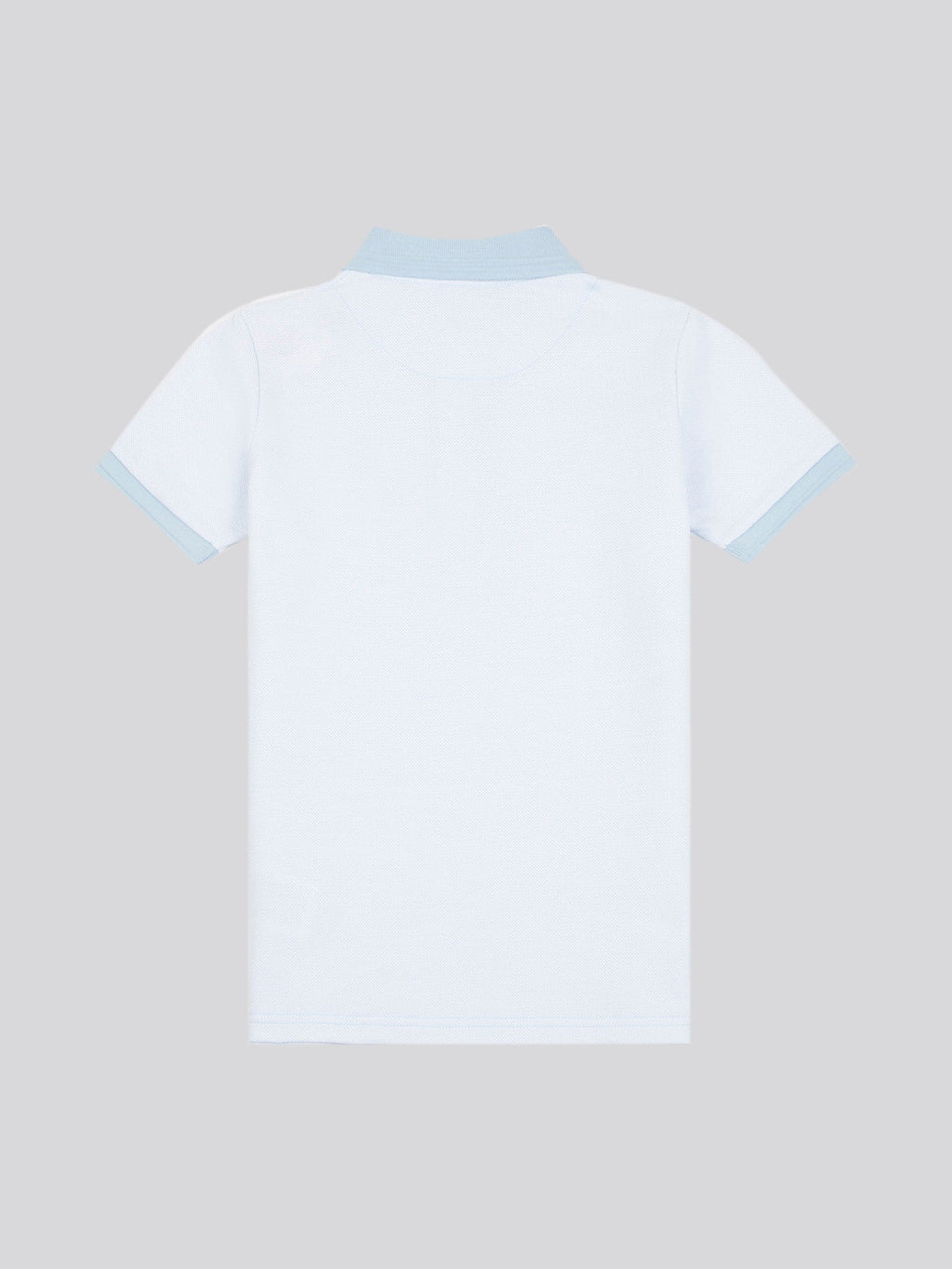 Boys Smart Two Tone Zip Polo Shirt Chambray Blue