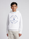 Boys Premium Print Interlock Hoodie in Bright White