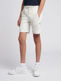 Boys Double Horsemen Herringbone Sweat Short in Light Grey Marl