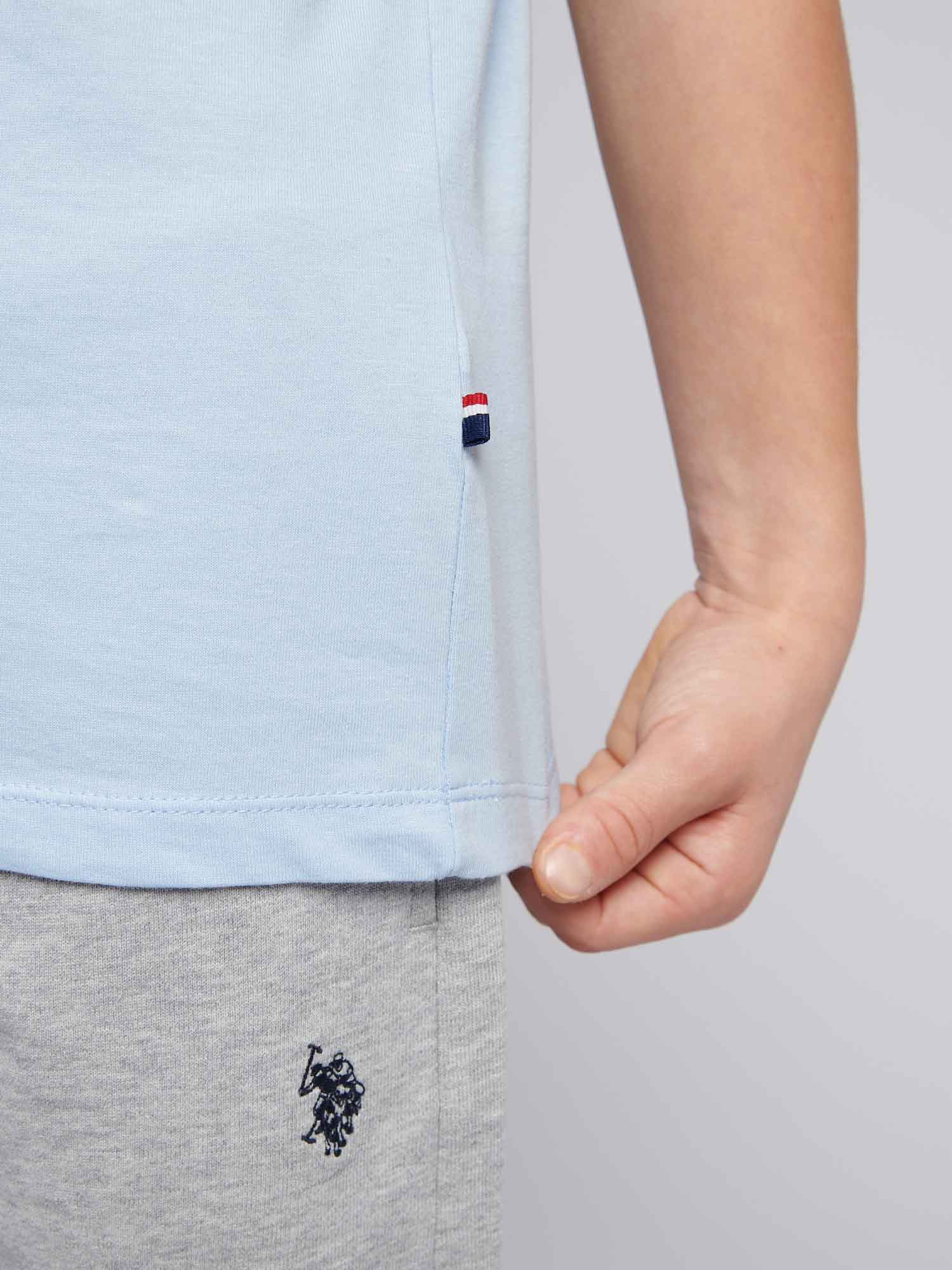 Boys Large Double Horsemen Graphic T-Shirt in Chambray Blue