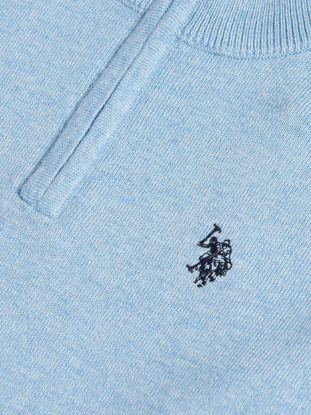 Boys Knitted Cotton Rich 1/4 Zip Parisian Blue Marl