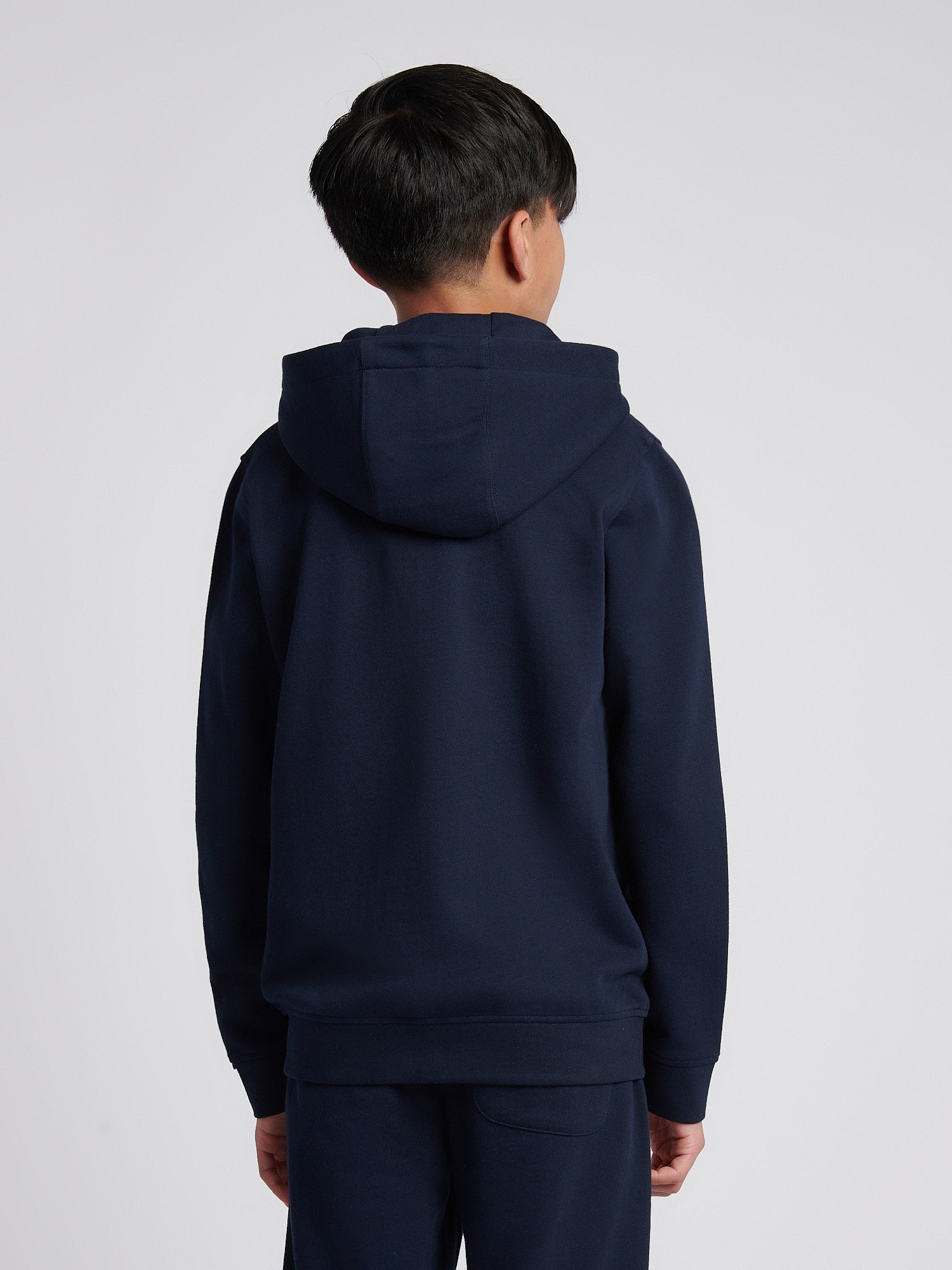Boys Double Horsemen Zip Hoodie in Dark Sapphire Navy / Haute Red DHM