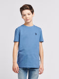 Boys Texture Double Horsemen T-Shirt Blue Horizon