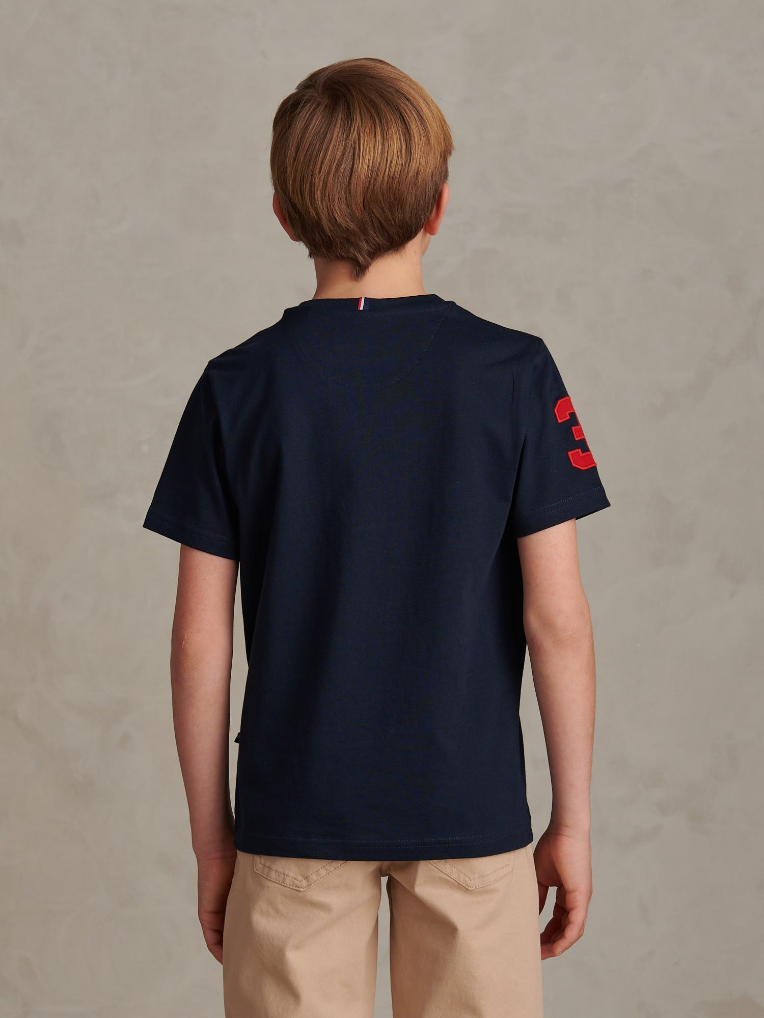 Boys Player 3 T-Shirt Dark Sapphire Navy / Haute Red DHM