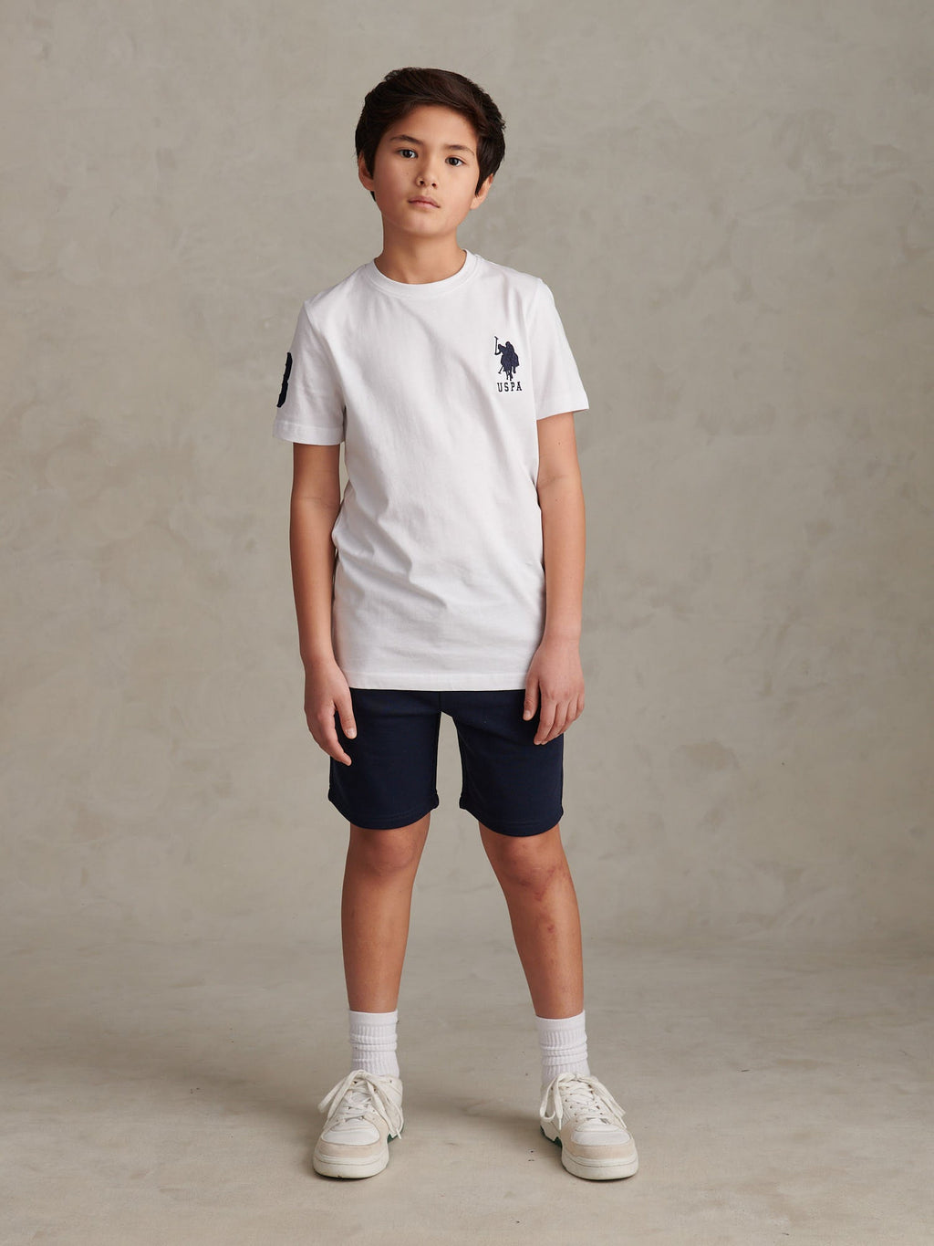 Boys Player 3 T-Shirt White / Dark Sapphire Navy DHM