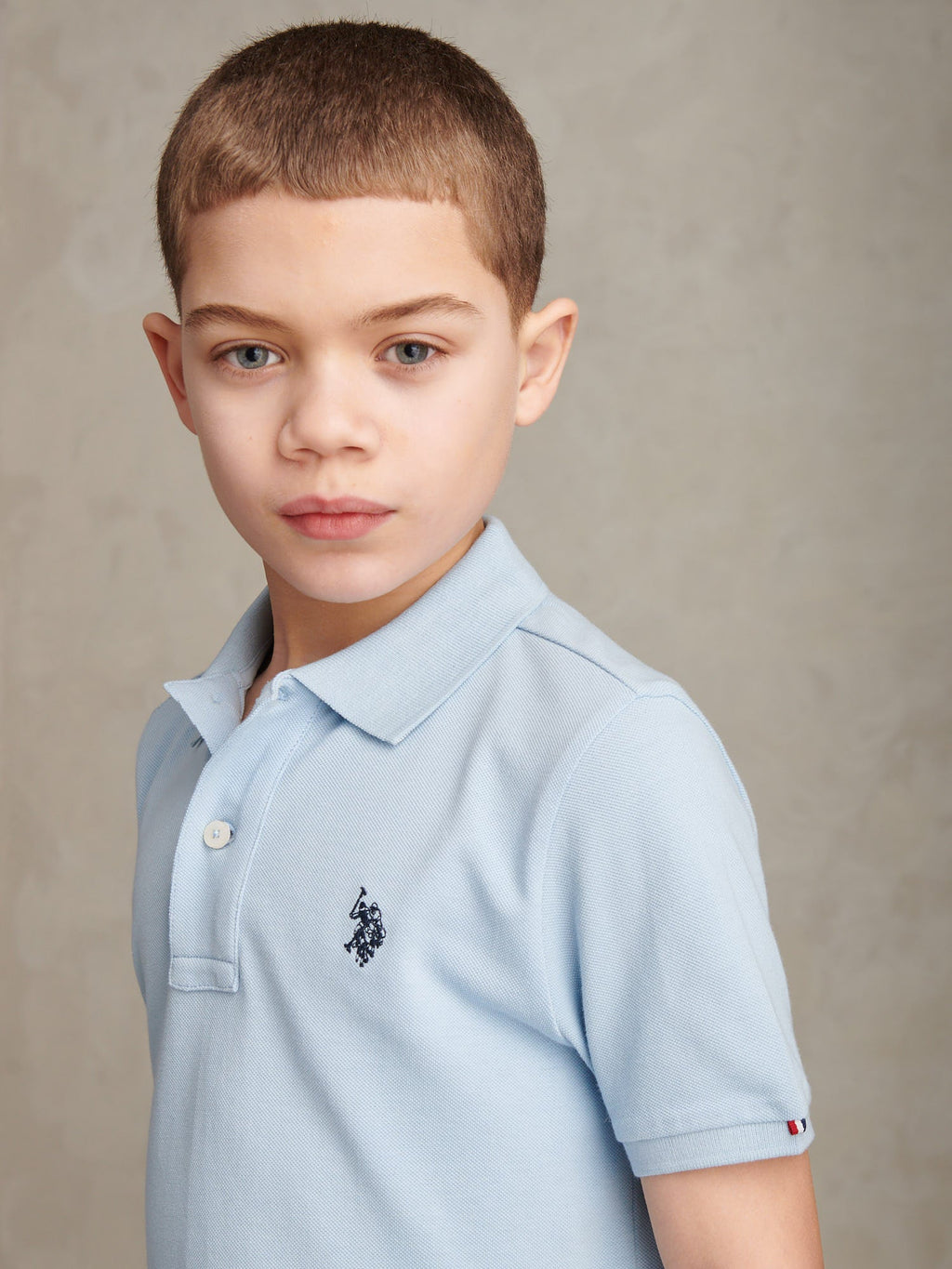 Boys Double Horsemen Polo Shirt Chambray Blue