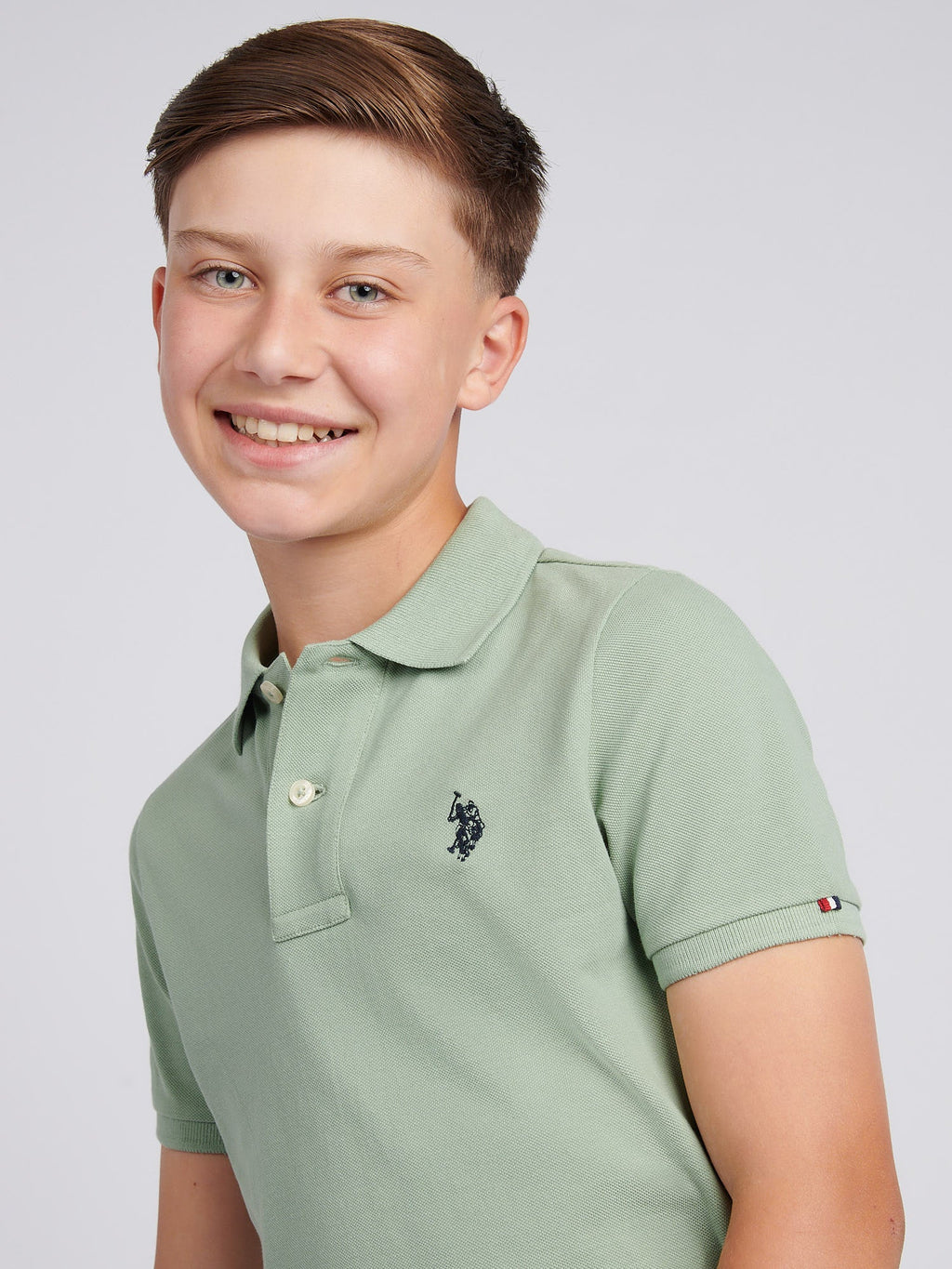 Boys Double Horsemen Polo Shirt Iceberg Green