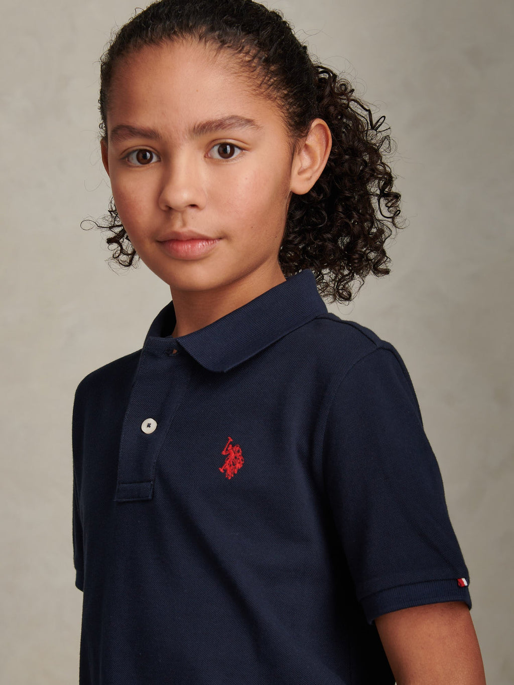 Boys Double Horsemen Polo Shirt Dark Sapphire Navy / Haute Red DHM