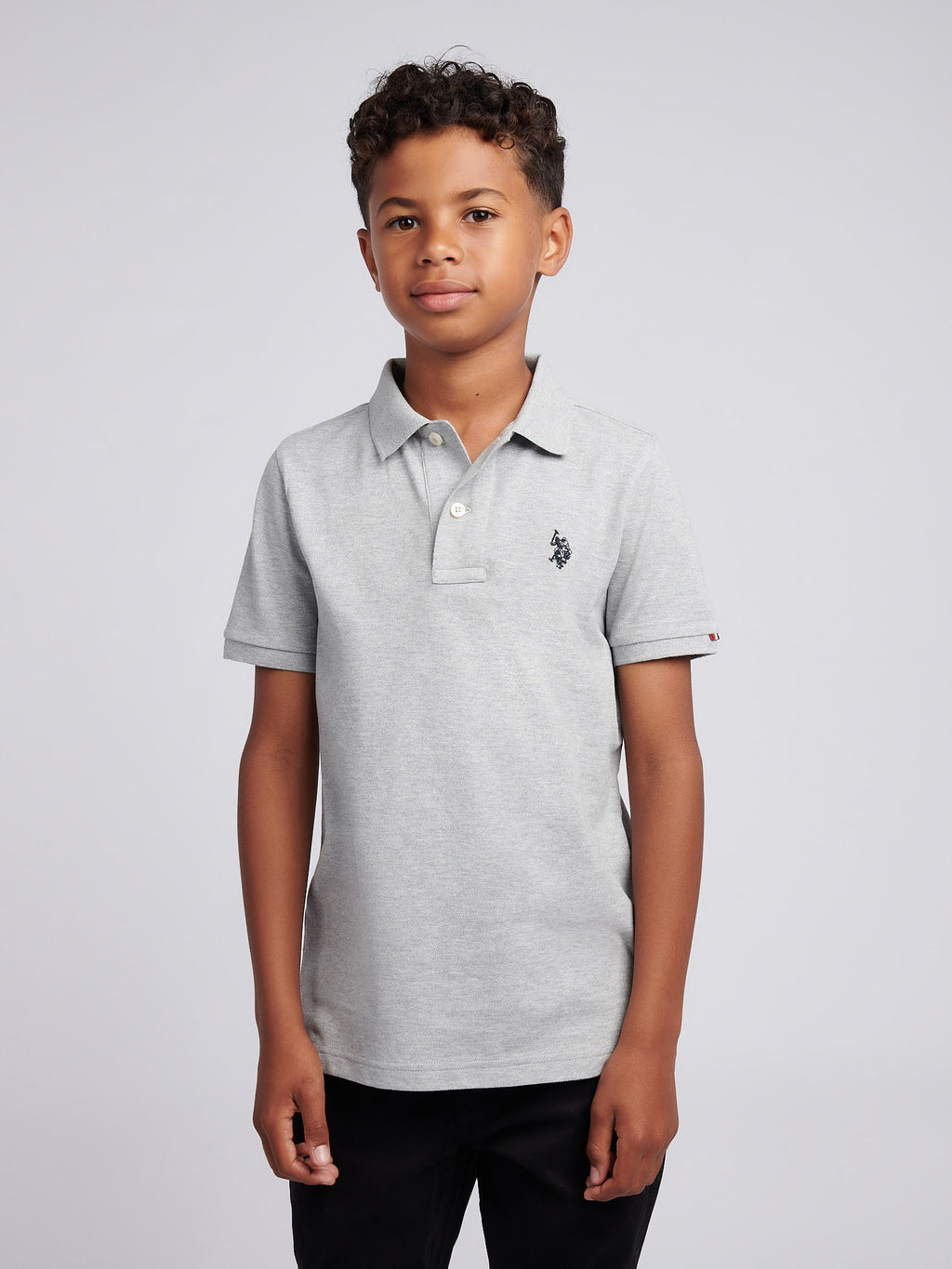 Boys Double Horsemen Polo Shirt Mid Grey Marl