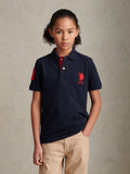 Boys Player 3 Polo Shirt Dark Sapphire Navy / Haute Red DHM