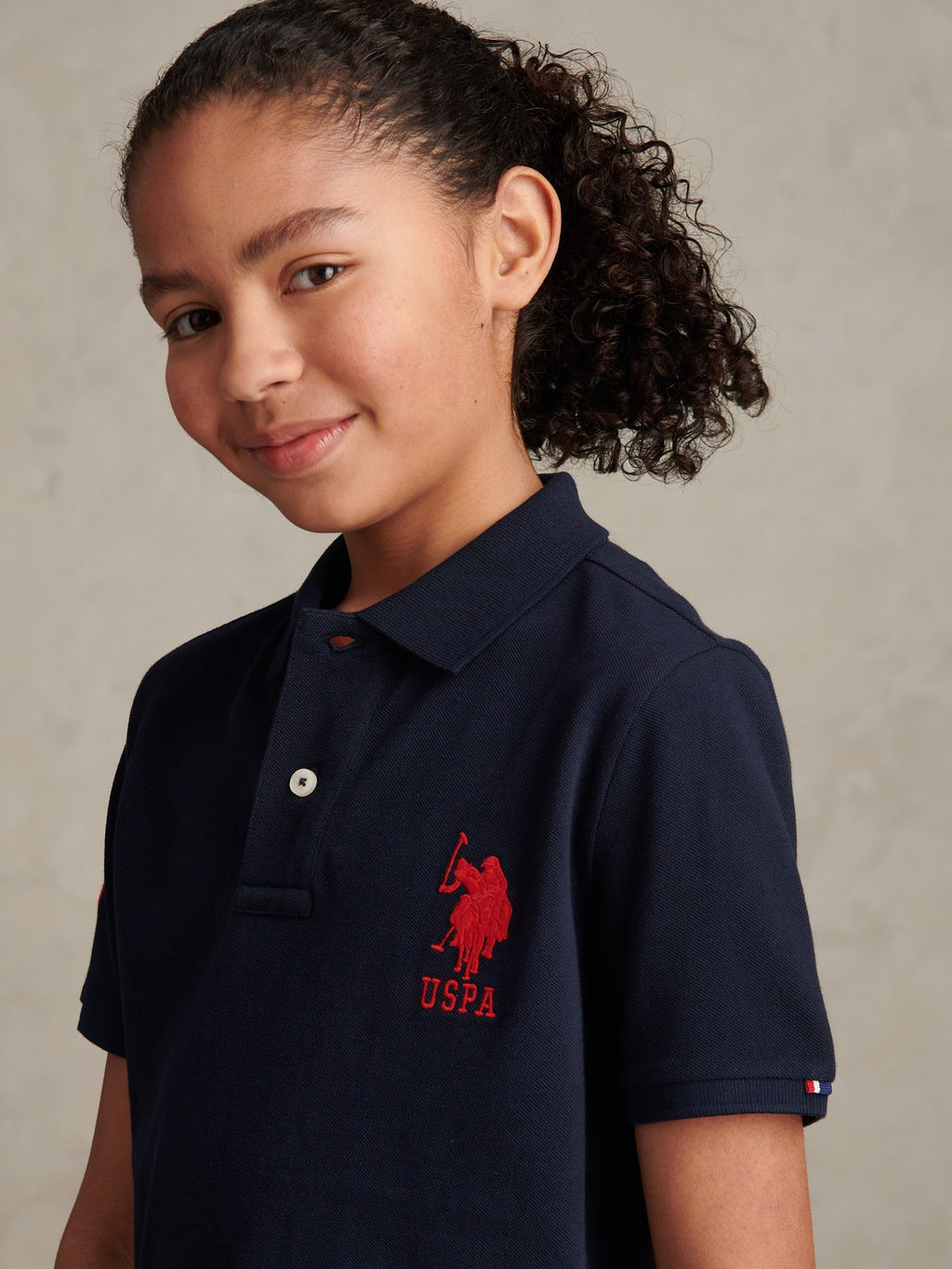 Boys Player 3 Polo Shirt Dark Sapphire Navy / Haute Red DHM
