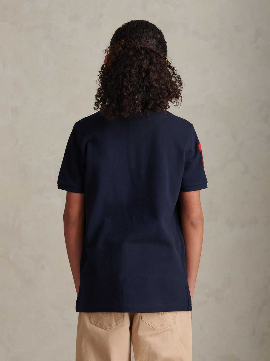 Boys Player 3 Polo Shirt Dark Sapphire Navy / Haute Red DHM