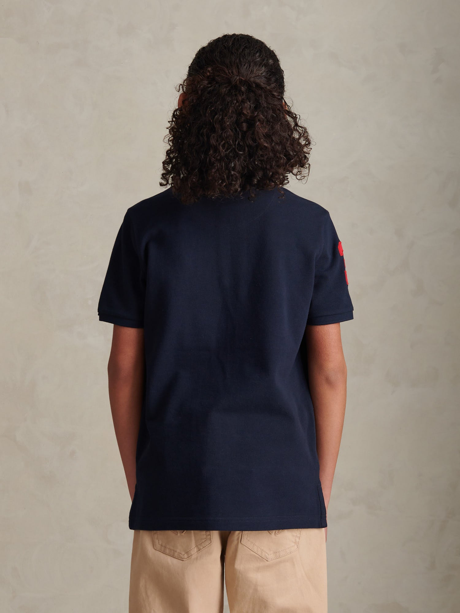 Boys Player 3 Polo Shirt Dark Sapphire Navy / Haute Red DHM