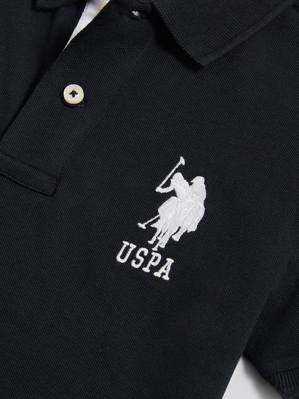 Boys Player 3 Polo Shirt Black Bright White DHM