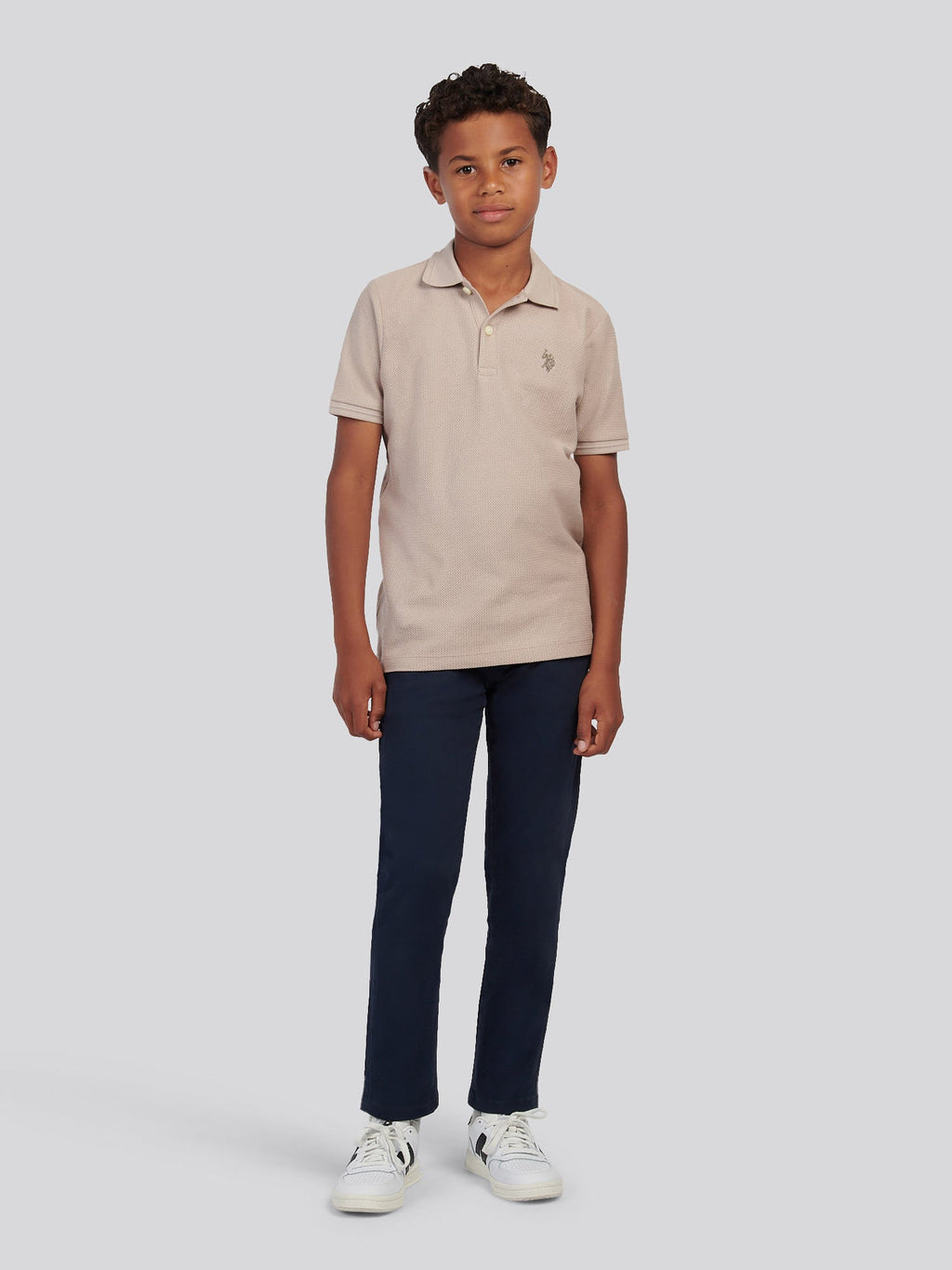 Boys Classic Chino in Dark Sapphire Navy / Haute Red DHM