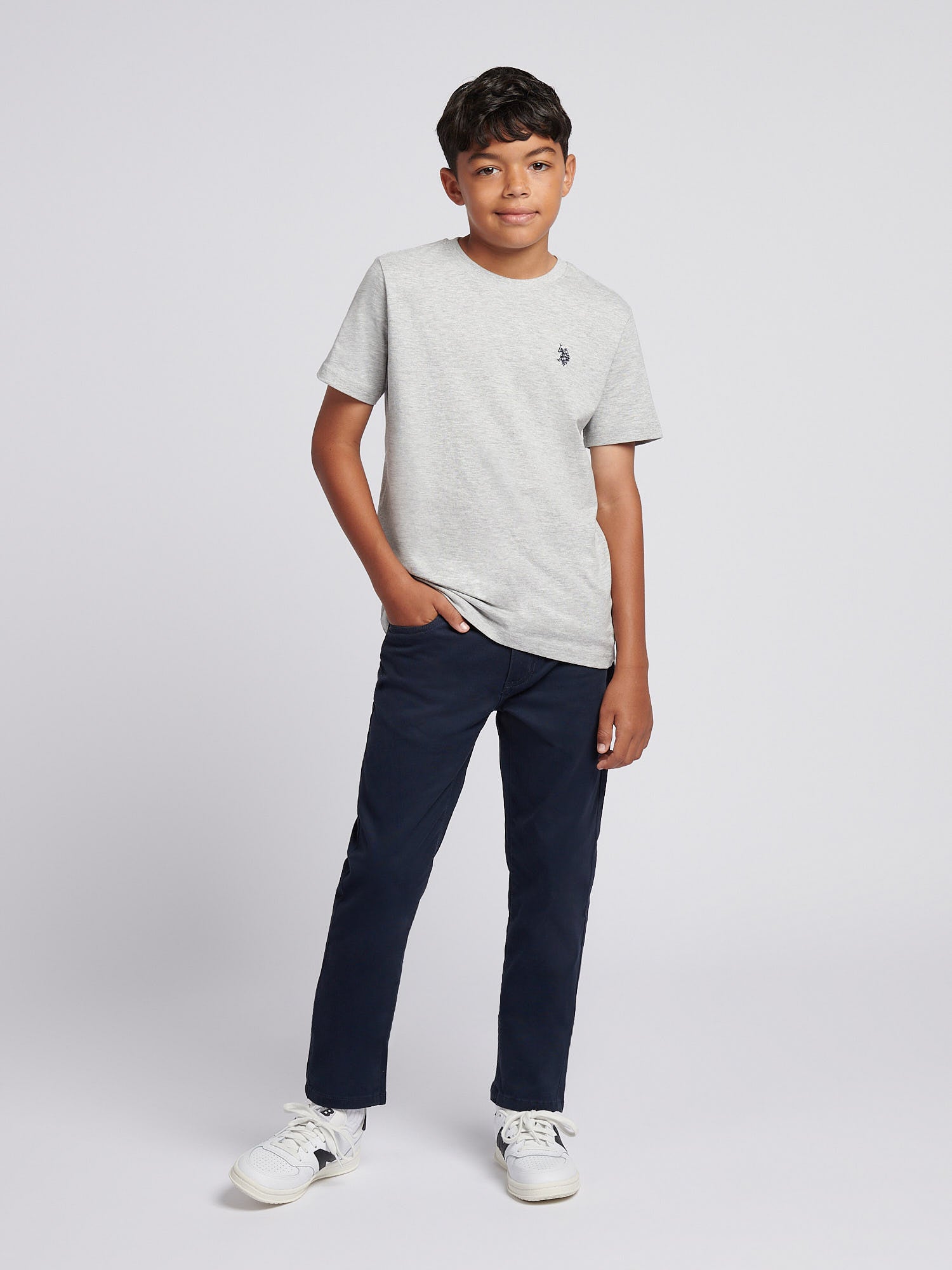 Boys Core 5 Pocket Trouser in Dark Sapphire Navy / Haute Red DHM