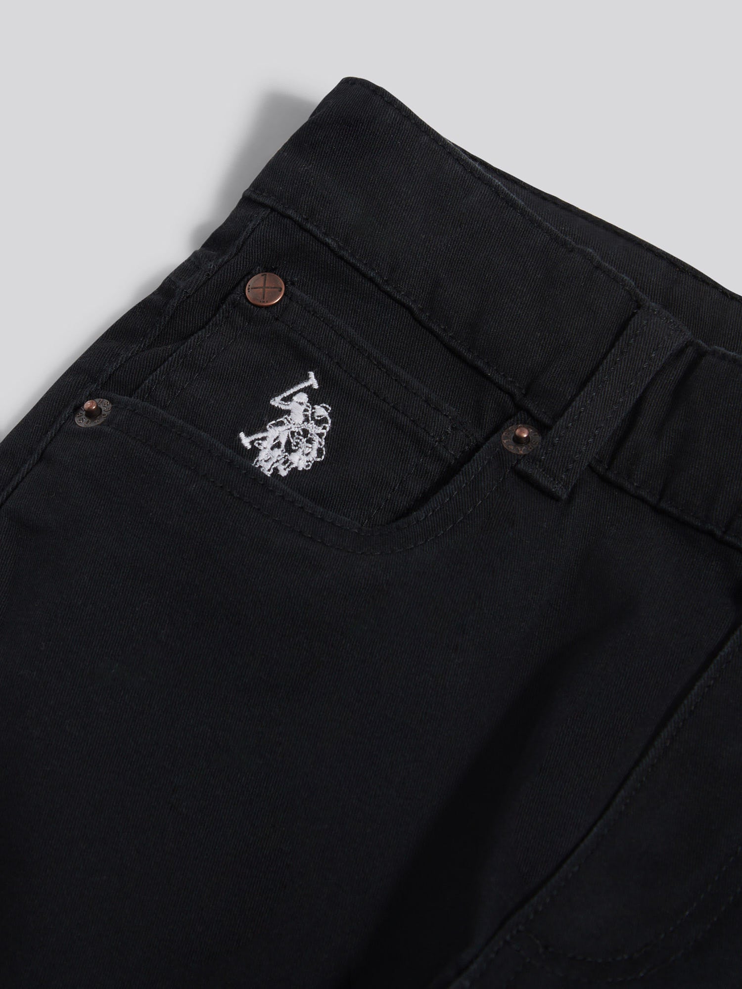Boys Core 5 Pocket Trouser in Black Bright White DHM