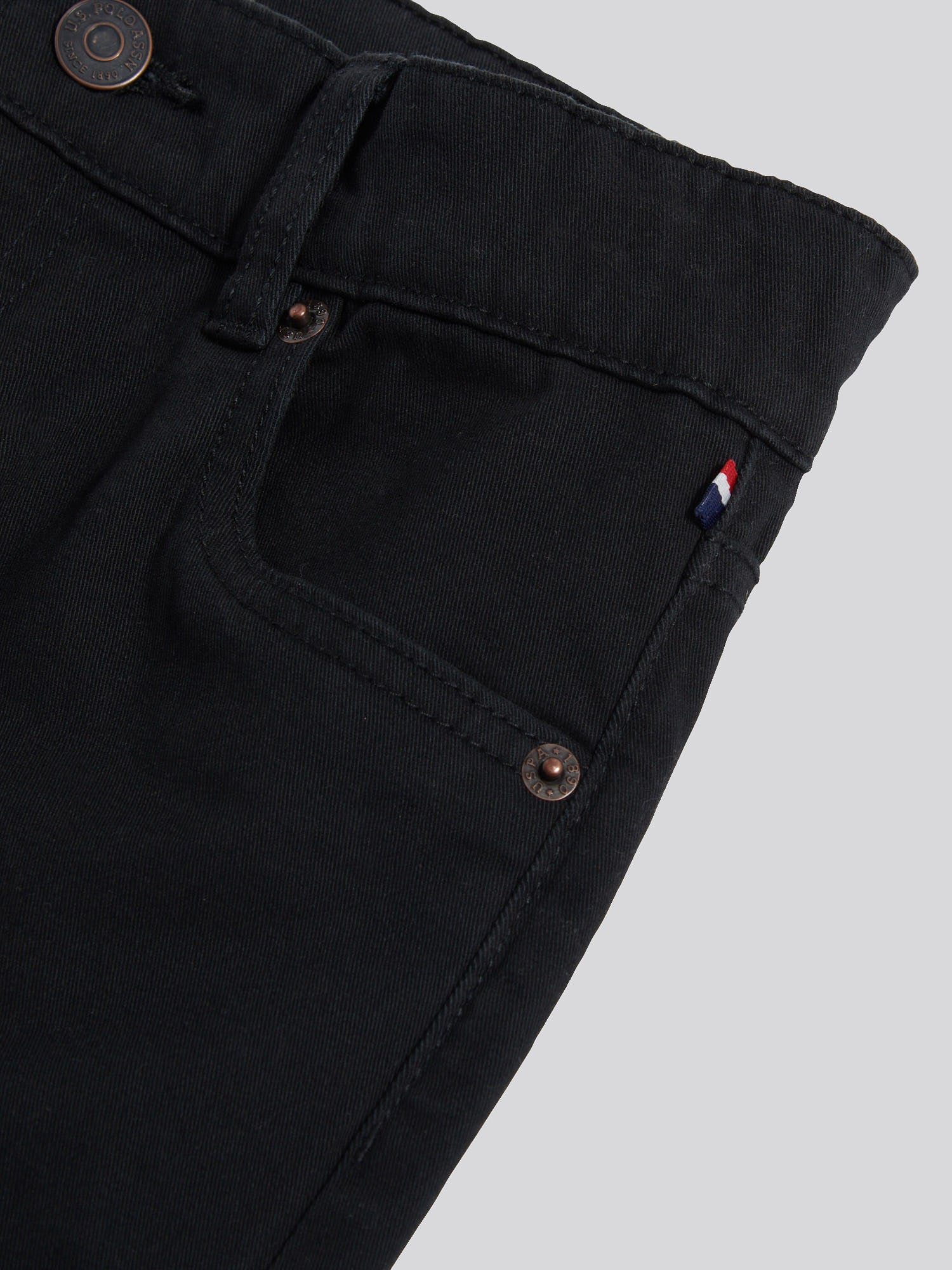 Boys Core 5 Pocket Trouser in Black Bright White DHM