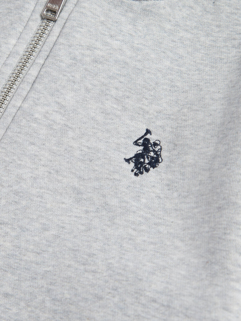 Boys Double Horsemen Zip Hoodie in Mid Grey Marl