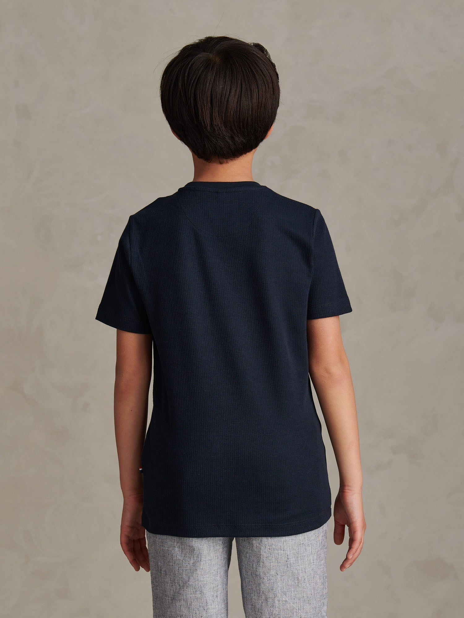 Boys Vertical Texture T-Shirt Dark Sapphire Navy / Moonlight Blue DHM