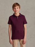 Boys Rib Texture Polo Shirt in Grape Wine
