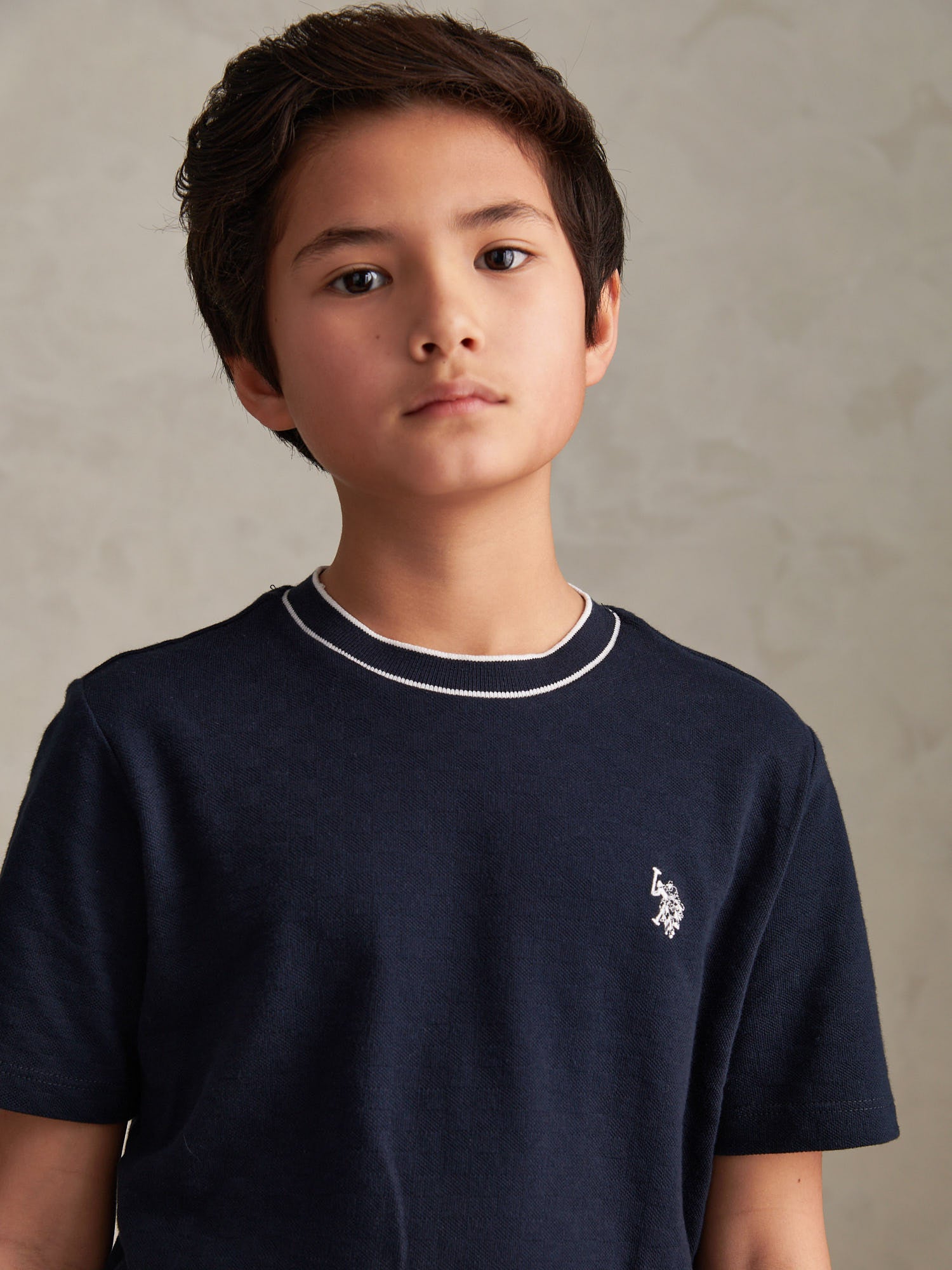 Boys Tipped Pique T-Shirt in Dark Sapphire Navy