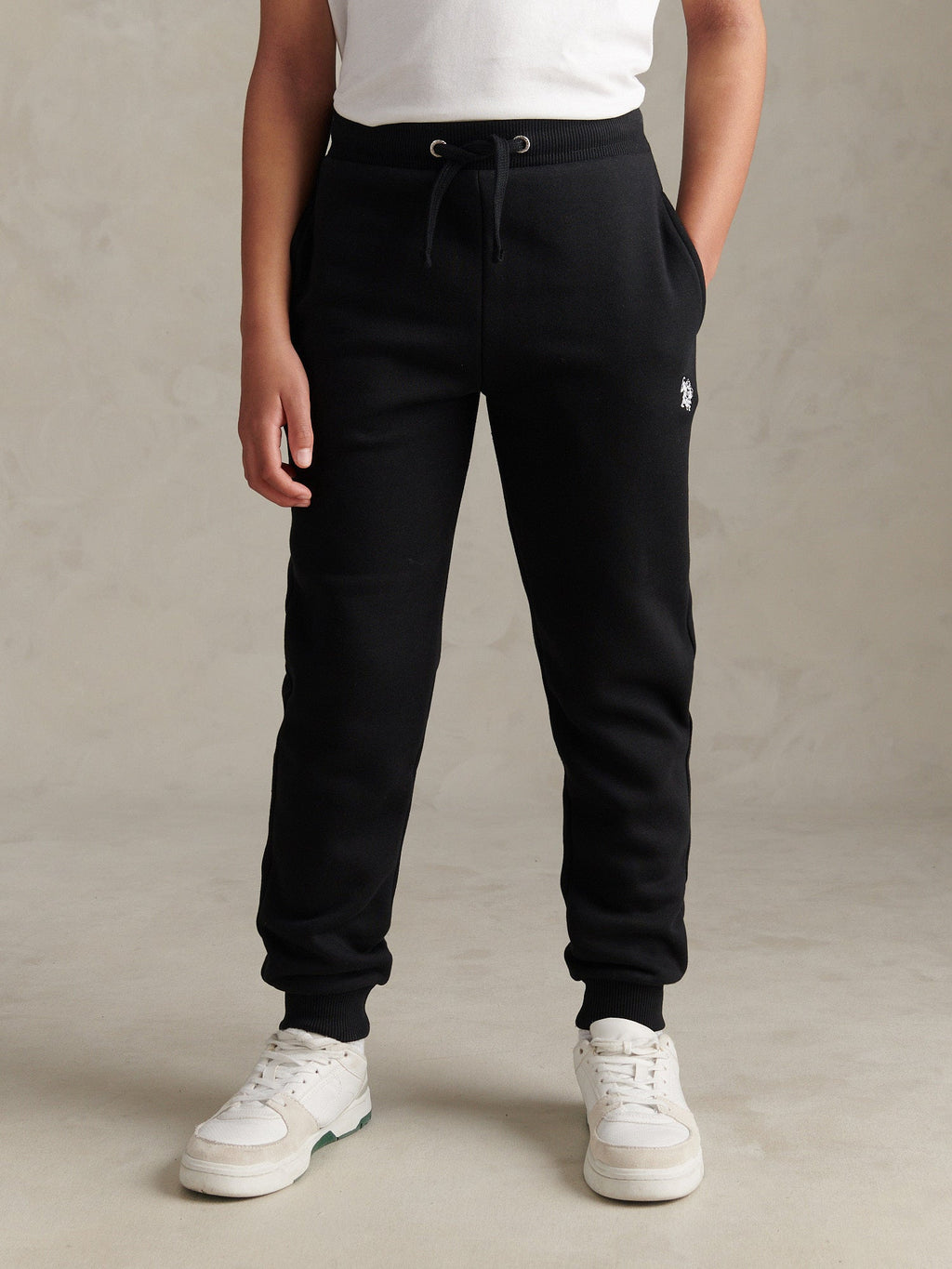 Boys Double Horsemen Loopback Jogger Black Bright White DHM