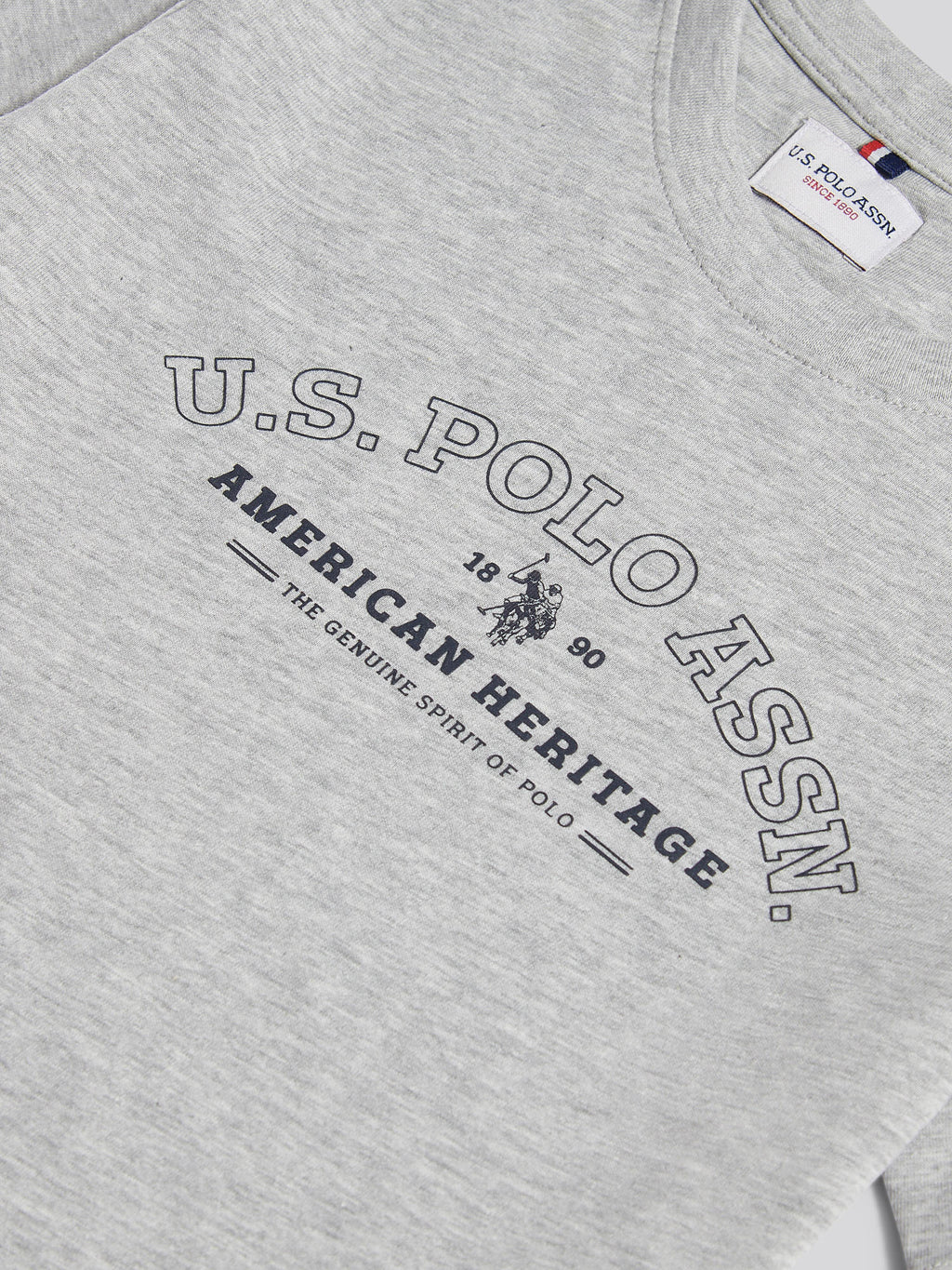 Boys Heritage Graphic Print T-Shirt in Mid Grey Marl