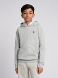 Boys Double Horsemen Hoodie Mid Grey Marl