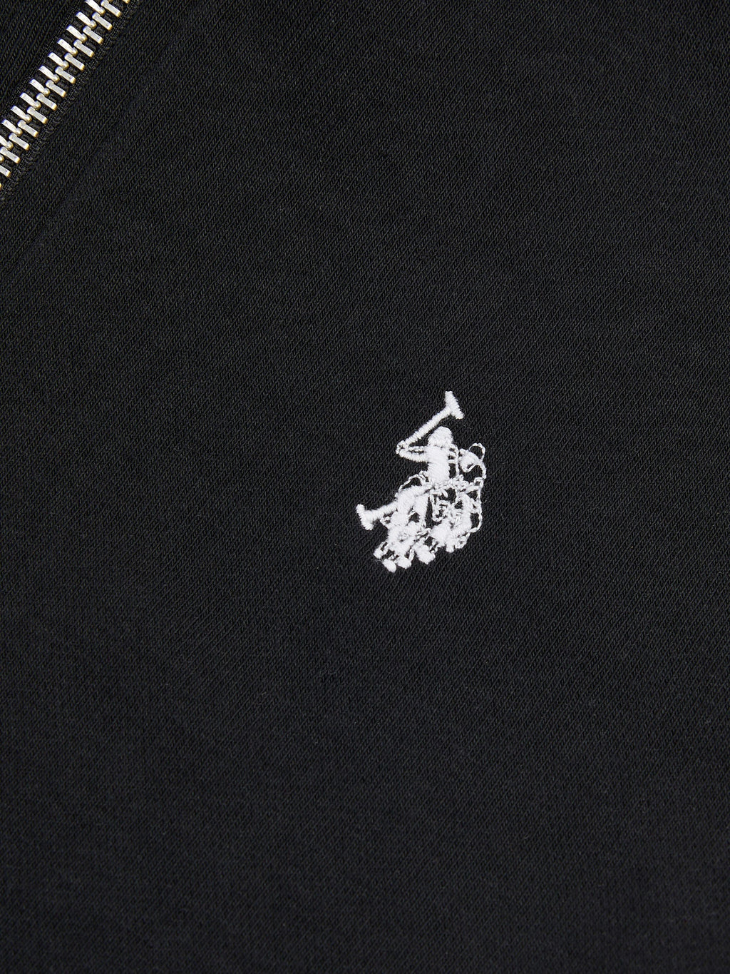 Boys Double Horsemen Zip Hoodie Black Bright White DHM