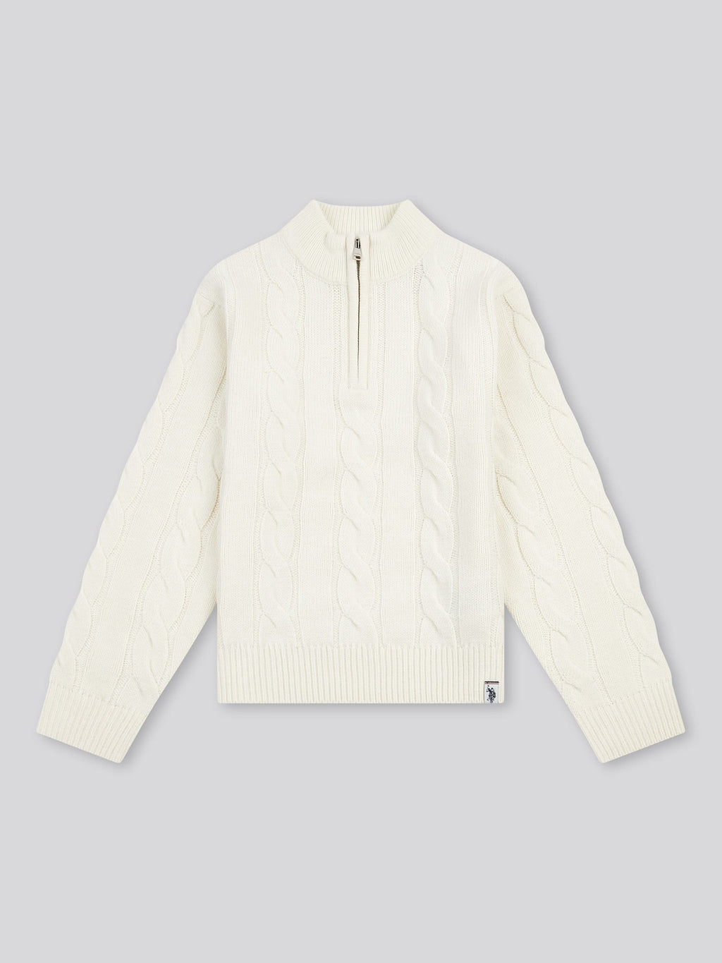 Boys Cable Knit Funnel in Whisper White