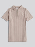 Boys Vertical Stripe Texture Zip Polo Shirt in Atmosphere