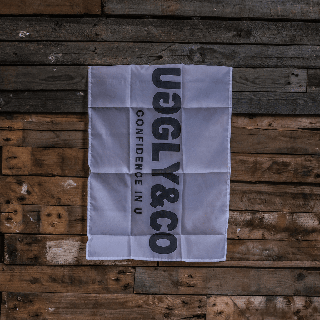Uggly&Co Paddock Flag | Motorsport Racing Banner - White and Black