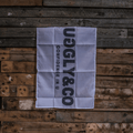 Uggly&Co Paddock Flag | Motorsport Racing Banner - White and Black