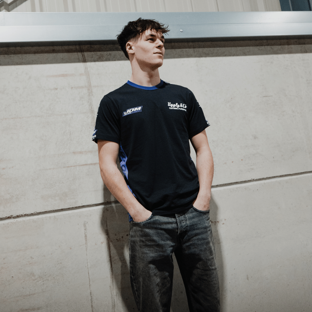 Uggly and Co JDM Team Tee – Black & Purple Heavyweight Cotton T-Shirt