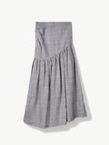 No More Nobody Hilda Organic Irish Linen Gathered Maxi Skirt – Grey Check