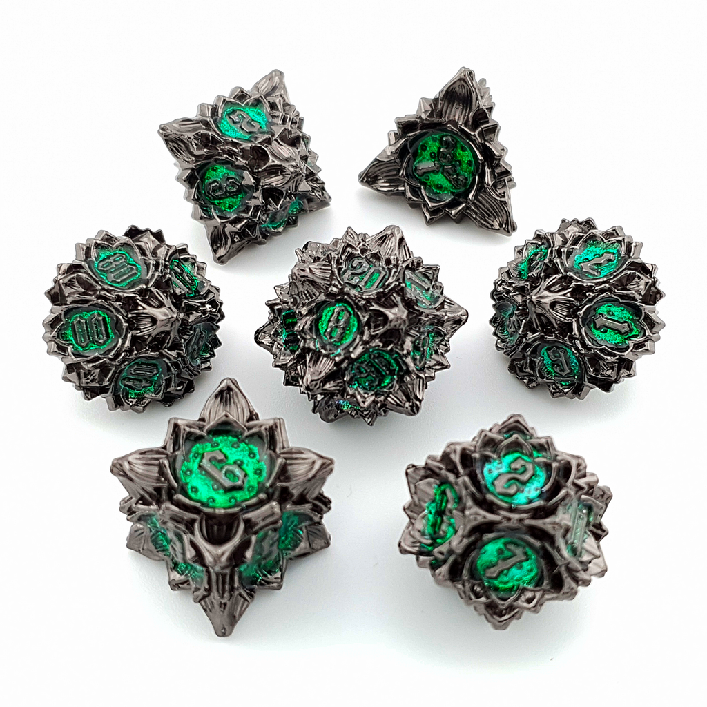 Twighlight Lotus | Hollow Metal Dice | 7 Piece Set