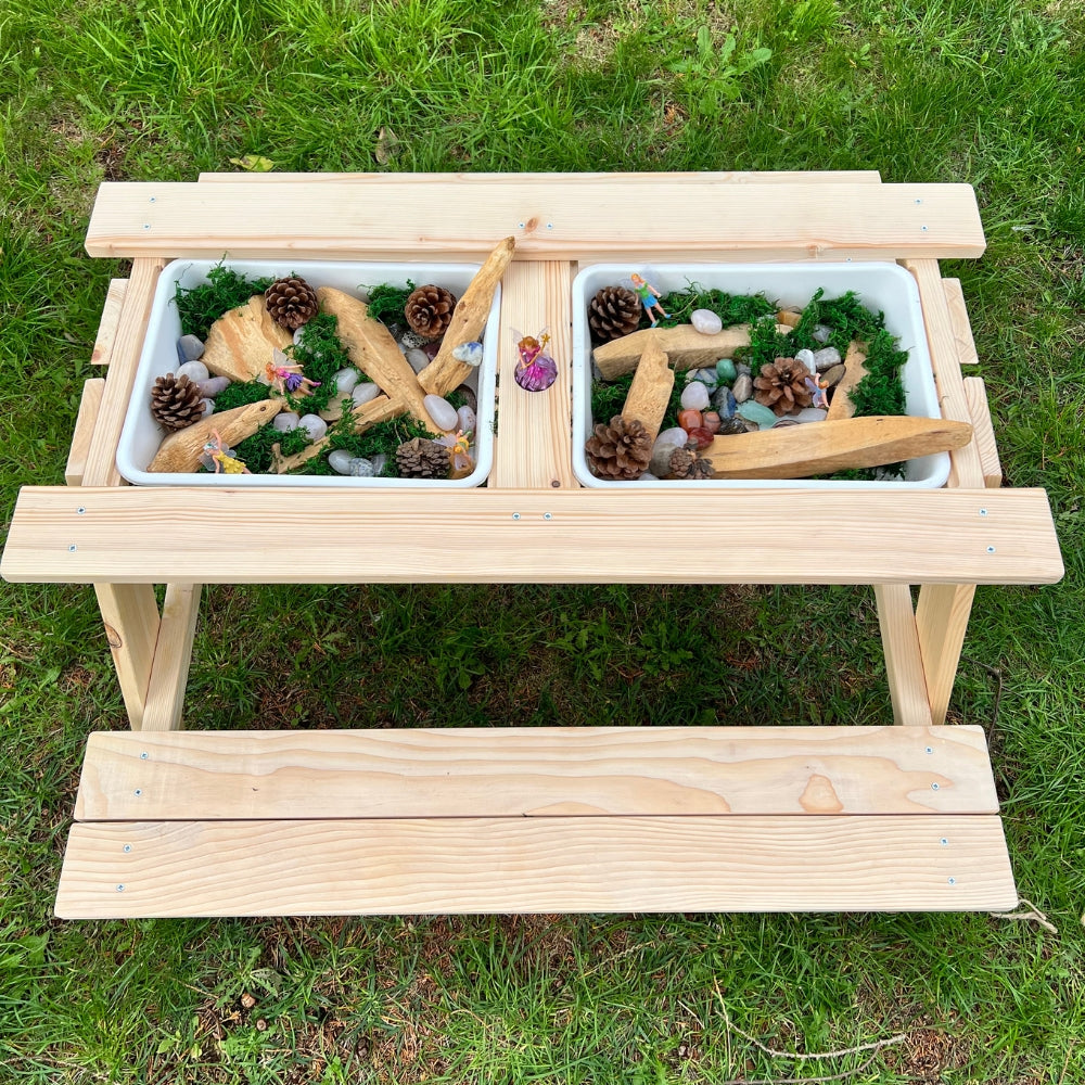 Kub Kids 3-in-1 Wooden Picnic Table With Removable Trays