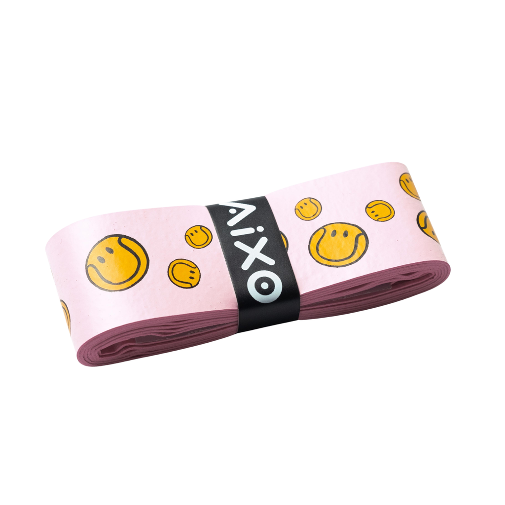 AIXO Smiley Ball Dry Racket Overgrip - Pink Moisture-Wicking Grip