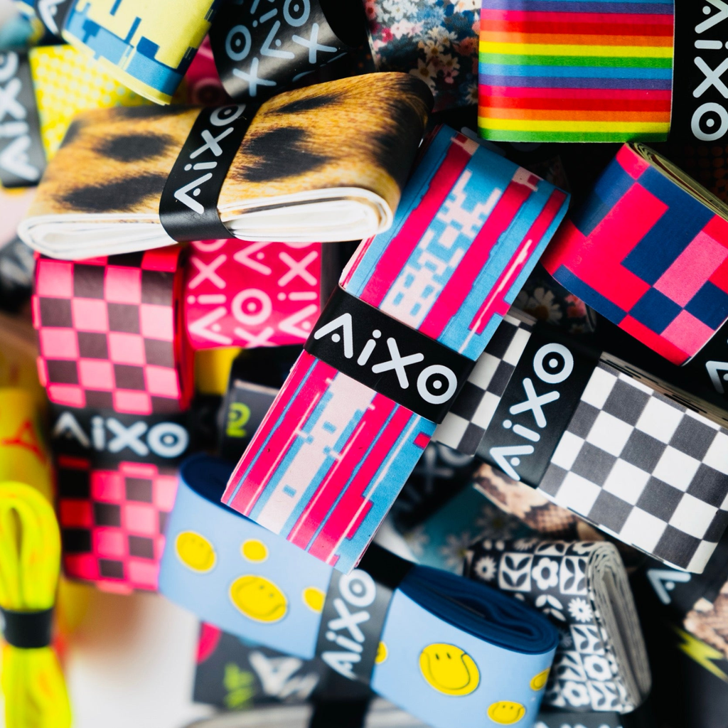 AIXO Rainbow Stripe Tacky Overgrip – Durable Racket Grip for Tennis